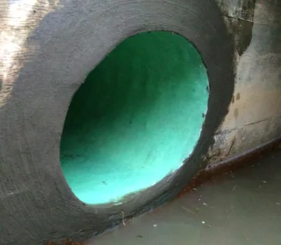 The same FPL drain after lining, with a smooth liner forming its interior